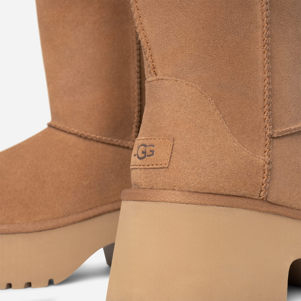 【国内即発】UGG ブーツ CLASSIC SHORT NEW HEIGHTS 1158310 Womens UGG Classic Short New Heights Boot - Chestnut Suede