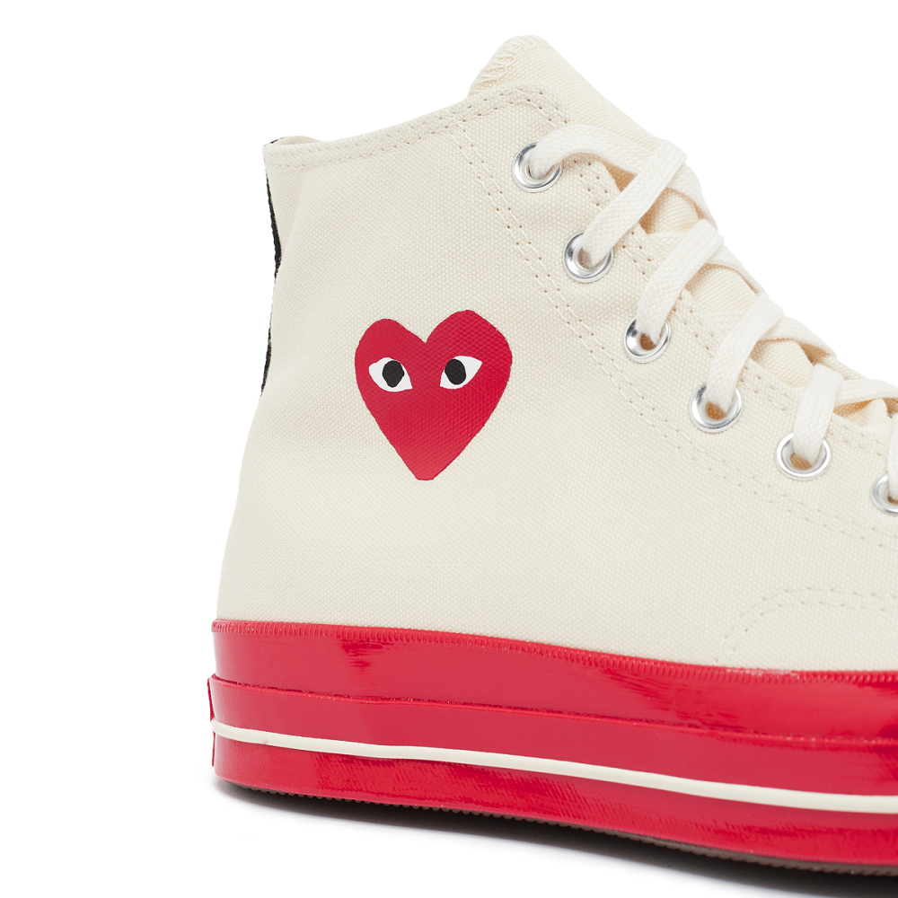 Comme des Garçons Play CT70 Hi Top Red Sole in weiss - P1K124-2 | everysize