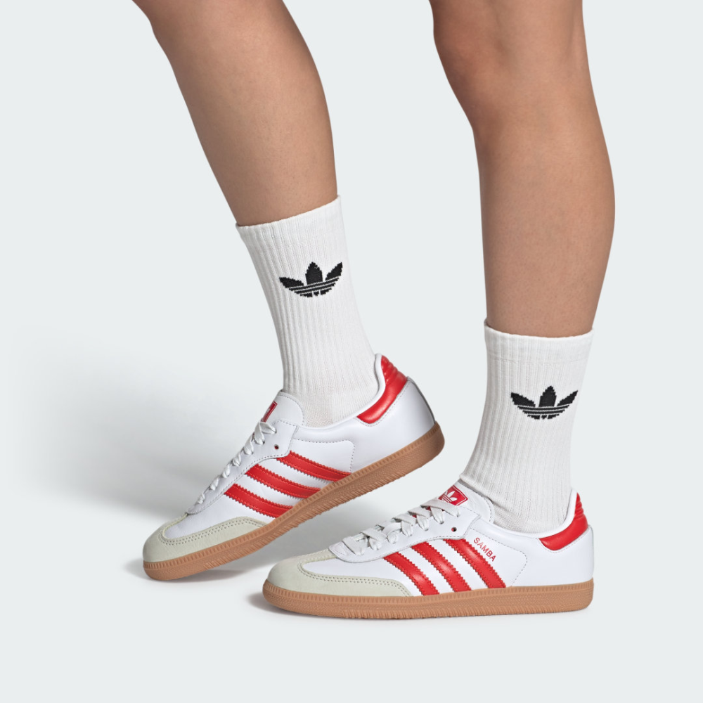 Adidas samba white red best sale