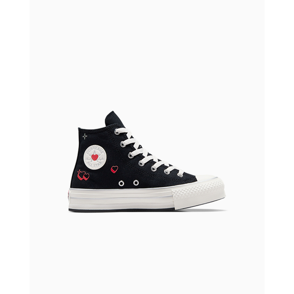 Black converse high tops heart online