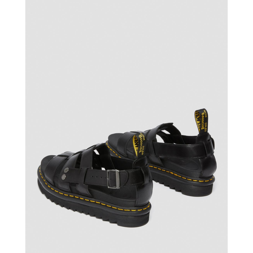 Dr.Martens☆ZEBRILUS TERRY STRAP SANDAL 23521001 Terry Leather Strap Sandals in Black Brando | Dr. Martens