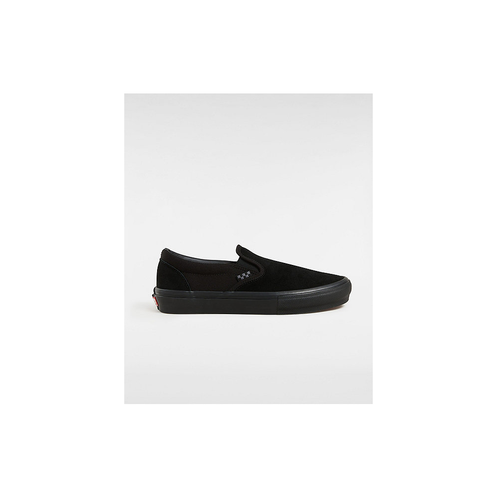 All black leather slip on vans online