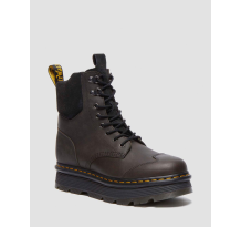 Dr. Martens Zebzag 8 Tie E.H. Suede Charcoal Grey Burnished Waxy Pull Up (32116733) in schwarz