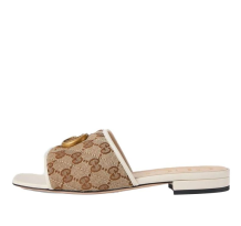 Gucci Double g Flat Heel Fashion Beige Sandals (619893-2HK80-9795)