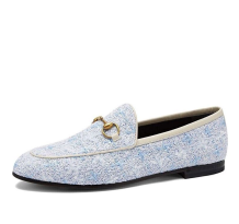 Gucci Jordaan Tweed Loafers Blue (431467-GYV10-4590)