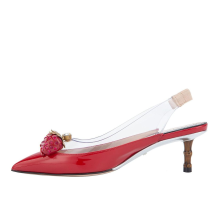 Gucci Large Strawberry LOGO Mid Top Fashion High Heels Sandals (575846-98E30-9137)