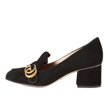 Gucci Marmont Fringed Suede Loafer Mid Heel (408208-C2000-1000)