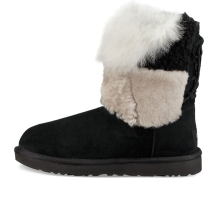 UGG Classic Short Patchwork Fluff Stay Warm Cozy Fleece Lined (1098071-BLK)