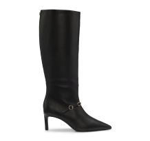 HUGO BOSS Kniehohe Boots aus strukturiertem Leder mit Schnalle (50573765001)