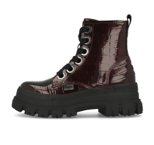 Buffalo Aspha Lace Up Hi Ankle Bootie Flat Vegan Croco Bordeaux (BN1622074)