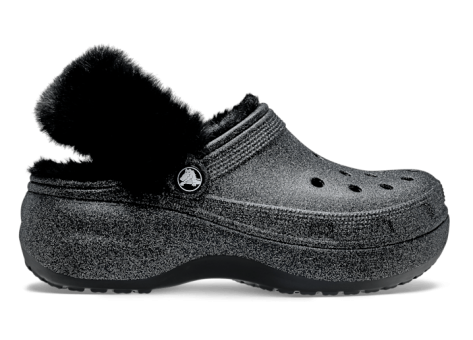 Crocs Classic Platform Fuzz Lined Glitter (211922-001) grau