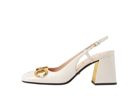 Gucci Chunky mid heel slingback with Horsebit (643892-C9D00-9022) weiss