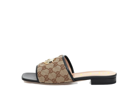 GUCCI Double g Canvas Slippers Ebony (619893-KQWM0-9765) beige