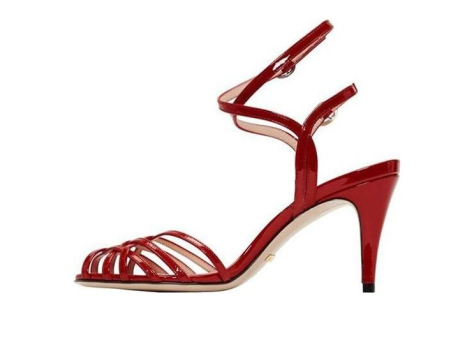 GUCCI Draconia Patent Strappy Sandals 39 (538189-BNC00-6433) rot