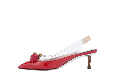 GUCCI Large Strawberry LOGO Mid Top Fashion High Heels Sandals (575846-98E30-9137) rot