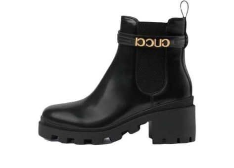 GUCCI Mid Heel Boot With Logo Leather (734909-AABK6-1000) schwarz