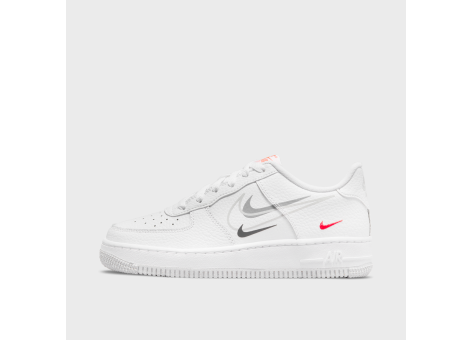 Nike Air Force 1 GS Low Multi Swoosh Particle Grey Photon Dust Bright Crimson (DO6486-100) weiss
