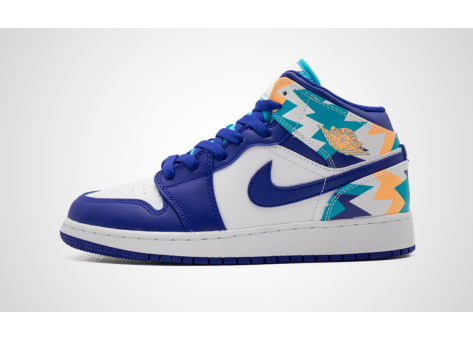 Jordan 1 Mid Geometric Print GS (555112-105) weiss