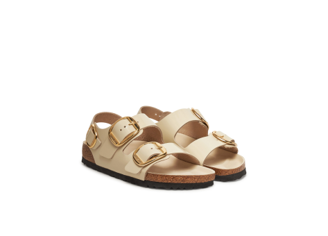 Birkenstock Milano Big Buckle Natural Leather Patent High Shine Ecru (1025395) beige