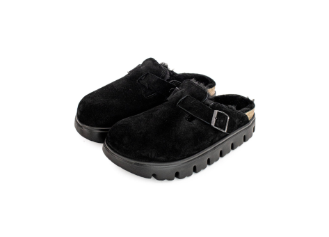 Birkenstock Boston PAP Chunky Shearling Suede Leather Fur (1028453) schwarz