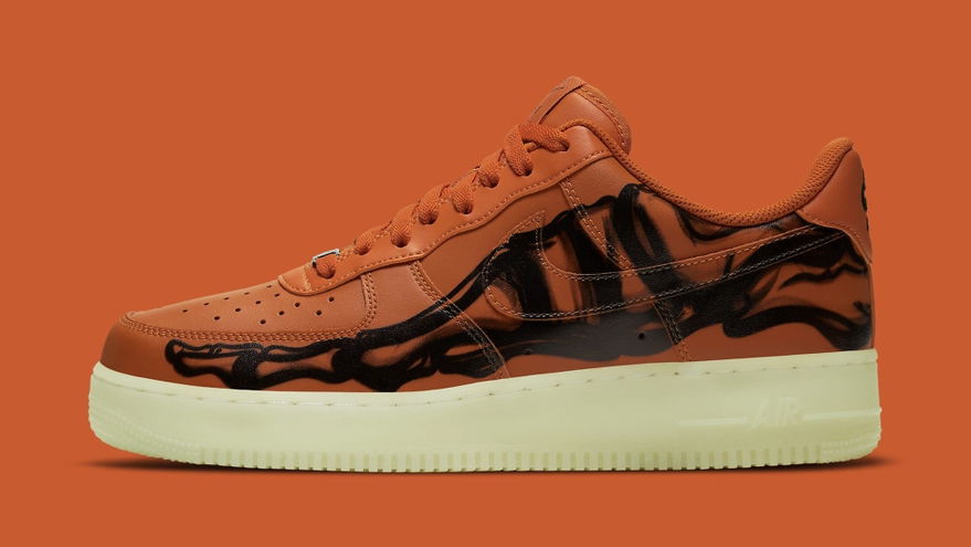 1 Nike Air Force 1 07 Skeleton Orange Cu8067 800