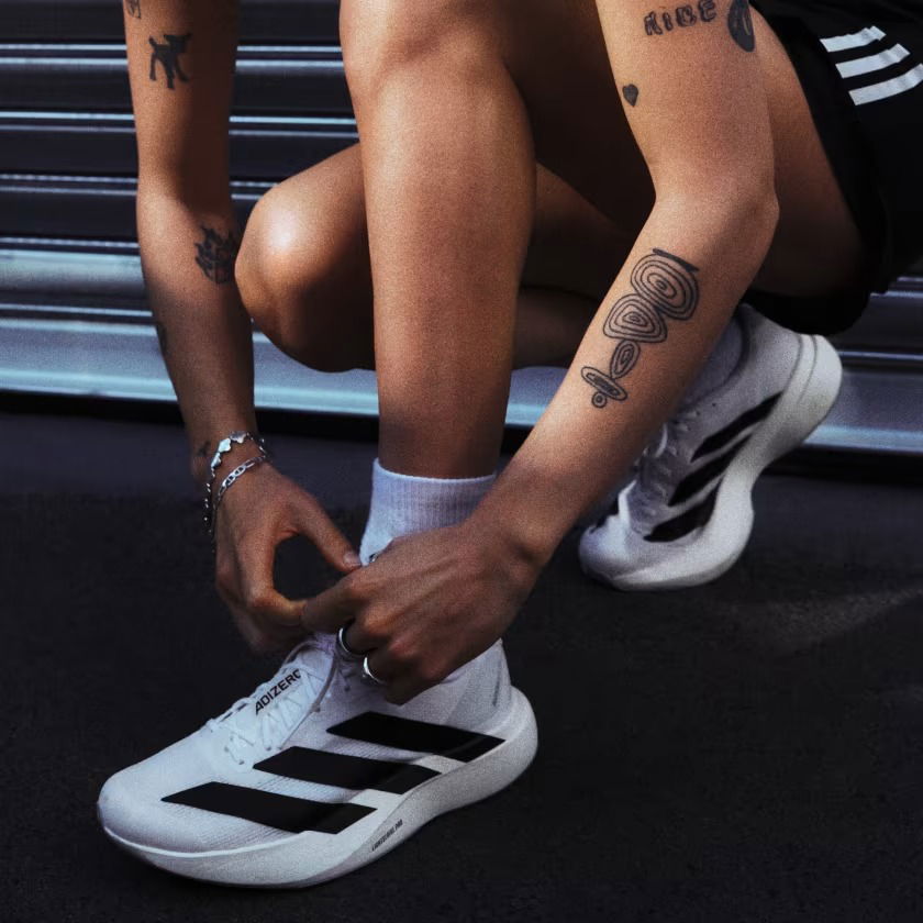 Adidas Adizero EVO SL White JH6208 Lacing on Feet