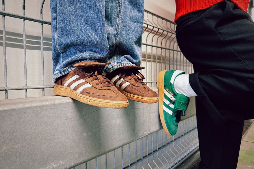 Adidas Handball Spezial LT Pack On Feet JR4880 Green Crème JR4879 Brown Crème