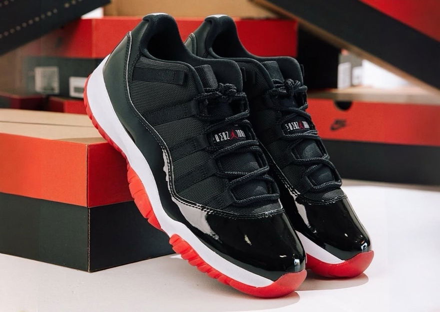 Air Jordan 11 Low Bred FV5104-006 Lateral on Box