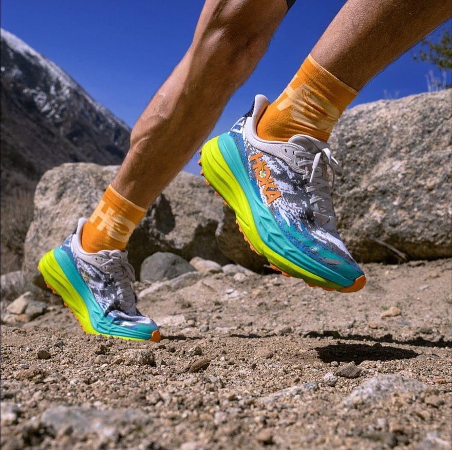 Hoka Stinson 7 Multicolor Running on Feet